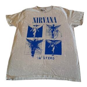 Nirvana In Utero Fairy Mineral Wash Brownish Blue Band Graphic Tee Rock Grunge M